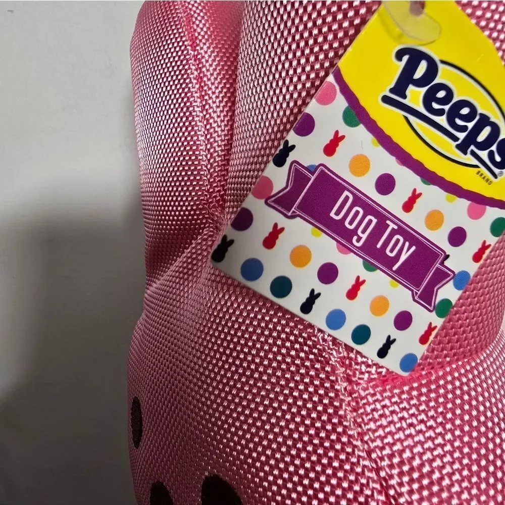 Nwt Easter Pink Peeps Bunny Squeak Dog Toy Plush 10,5
